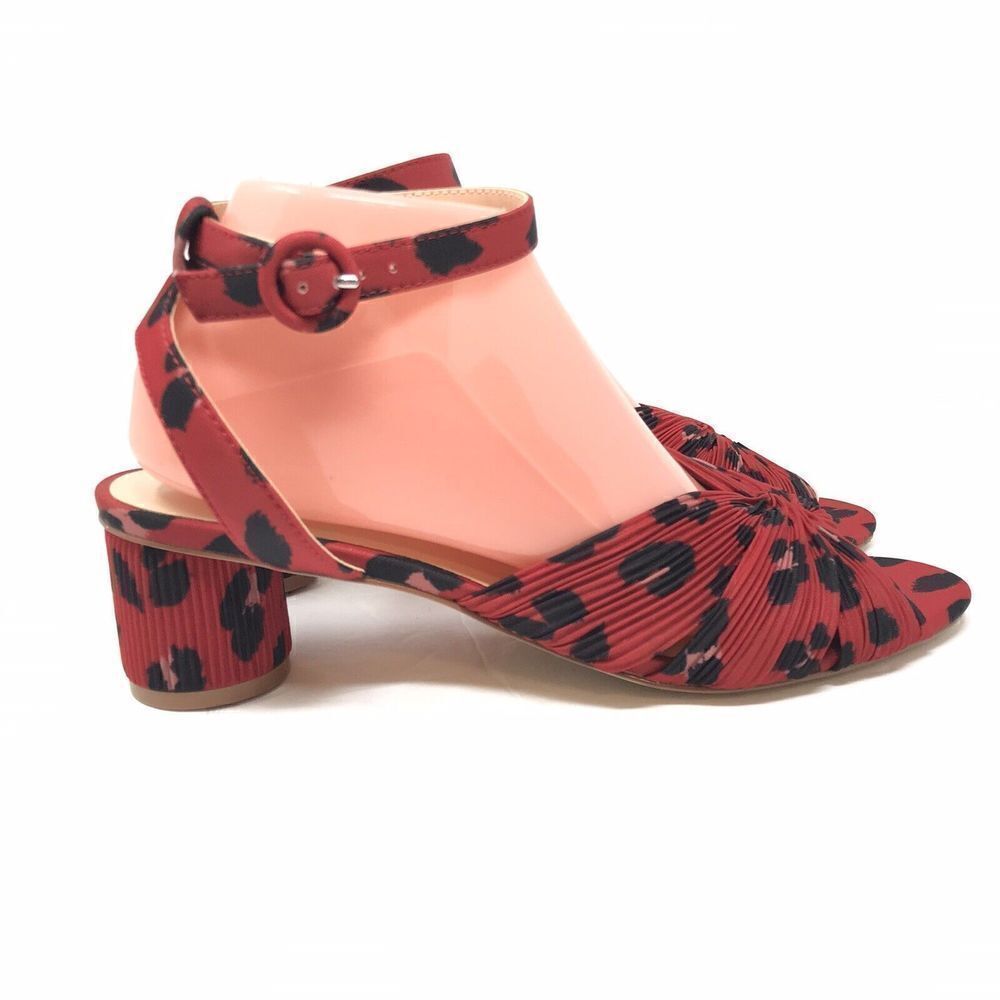 Cabi Red Siren Leopard Print Block Heel Sandals Size 9 Women’s Open Toe